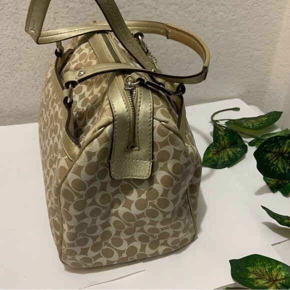 COACH Chelsea Heritage Satchel M1094-F15132 Metallic Tan/Gold, Lavender Lining - Picture 7 of 15